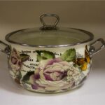 Кастрюля Ardesto Melanie Rose, стеклянная крышка, 3.5 л, металические ручки, айвори, эмалированая