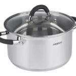 Кастрюля Ardesto Gemini, стеклянная крышка, 4,7 л,  серые ручки с силиконом,нержавеющая сталь