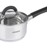 Ковш  Ardesto Gemini, стеклянная крышка, 1,2 л,  серые ручки с силиконом, нержавеющая сталь