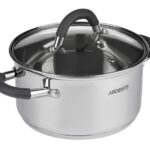 Кастрюля Ardesto Gemini, стеклянная крышка, 2,5 л,  серые ручки с силиконом,нержавеющая сталь