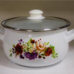 Кастрюля Ardesto Melanie Magic Flowers, стеклянная крышка, 2.5 л, белая, эмалированая