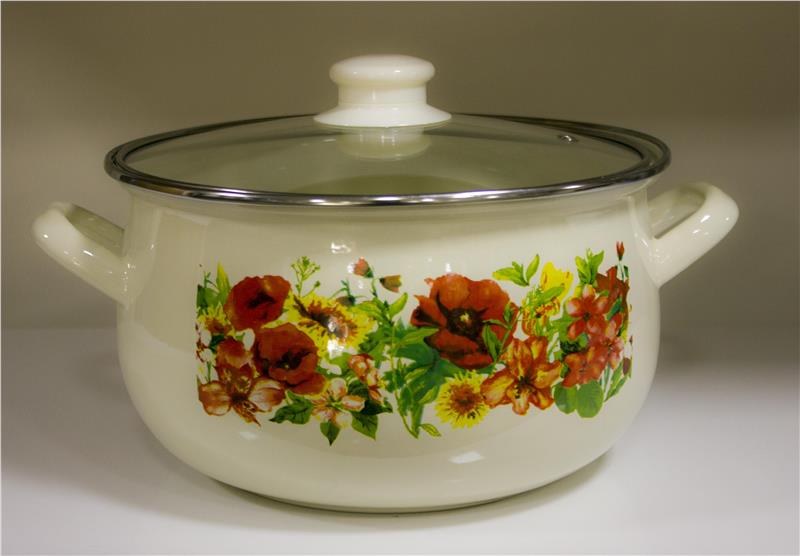 9d0e3c7a93b6f32d9e25e727d88127eb Кастрюля Ardesto Melanie Meadov, стеклянная крышка, 2.0 л, айвори, эмалированая - Зображення 1