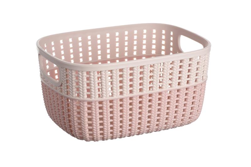d525bacd12b4f291b32a1fcd361185e6 Корзина плетеная Ardesto Sweet Home, 3л, 235*176*120 мм, розовый, пластик - Зображення 1