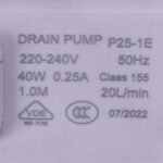 Помпа (насос) для пральної машини 292090 Drain Pump 40 Вт P25-1E 0.2 A (контакти роздільні ззаду; на 3 засувки) - Зображення 2