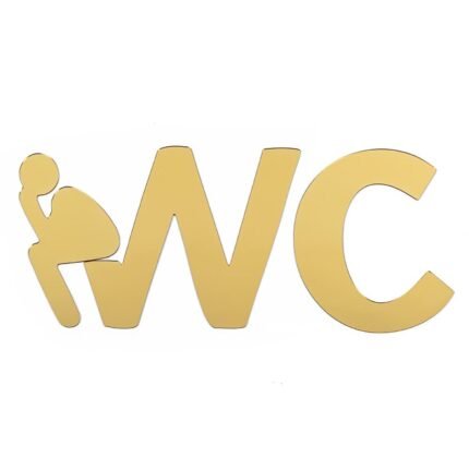 Зеркальный декор акриловый самоклеющийся WC золото